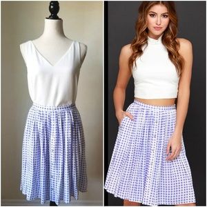 Mink Pink Jacaranda Purple Gingham Midi Skirt